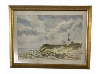 Lighthouse Watercolor By Evelyn Lucas 1983 ~ 28' X 21'
