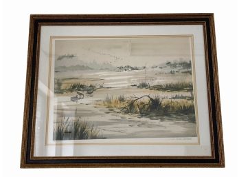 Signed Coastal Marsh Print By Donald Vorhees  32' X 25.5'