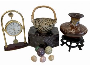 Nice Group Of Decorative Box, Ceramics, Clock, Bowls And Eggs