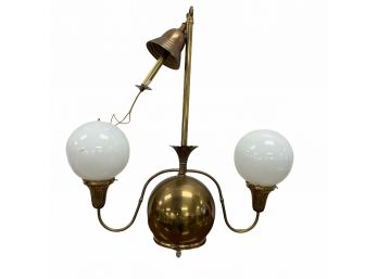 Vintage Two Globe Brass Hanging Lamp Fixture