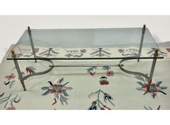 Brushed Nickel Chrome With Brass Glass Top Coffee Table 52' X 24' X 16'