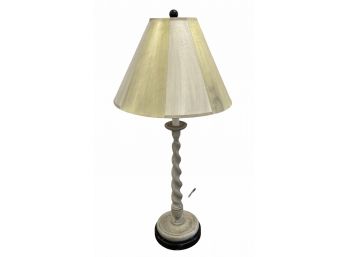 Vintage 32' Tall Painted Wood Shade Lamp