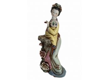 Finely Painted 15 1/2' Chinese Maiden Figurine