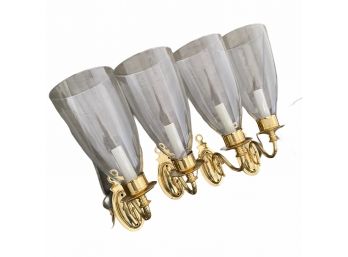 Four Vintage Baldwin Solid Brass Wall Sconces