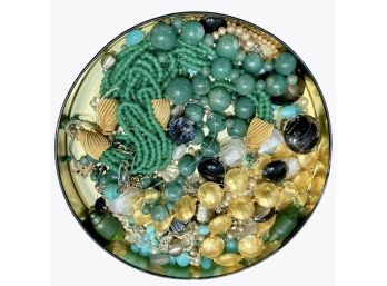 Box Of Jade Beads And Murano Beads
