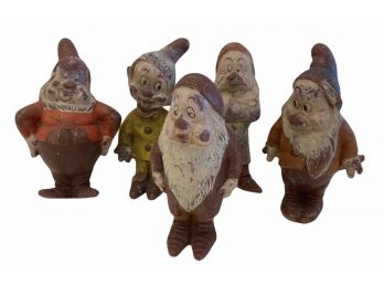 WOW!  1938 Disney  Rubber Figurines  Of  5 Of The Seven Dwarfs