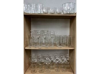 HUGE Lot 72 Pcs - Vintage Etched Barware  And Stemware Glass