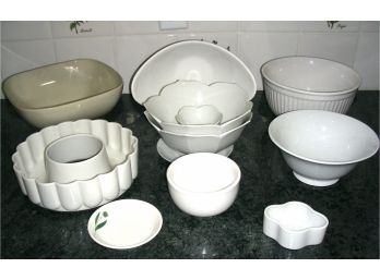 Lot Of 12: White Kitchen Bowls, Etc.