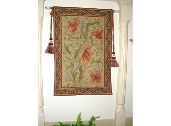 Tapestry Made In France, 'Fleurs De William' Plus Tassels