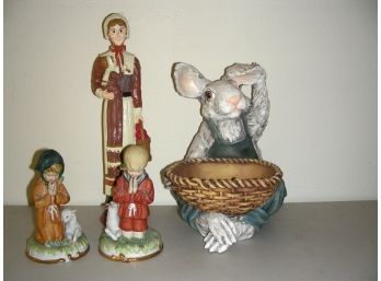 Lot Of 4 Figurines, Including 2 Ceramic Lefton