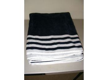 Pair Of Peacock Alley Bath Sheets - Navy With White Stripes