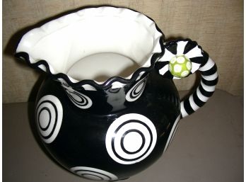 Mudpie Black And White Ceramic Pitcher