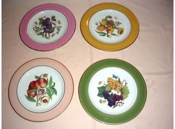 Set Of 4 Limoges Fruit Plates, 7.75 Inches, Marked Email De Limoges