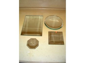 4 Small Beveled Mirrors In Assorted Shapes