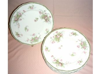 Set Of 7 Theodore Haviland Plates, Limoges France 9.5'