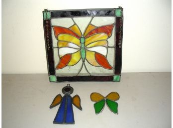 3 Pieces Of Stained Glass