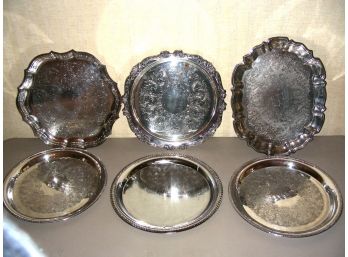 Lot Of 6: SilverPlate And Metal Trays - Taunton, International Silver, Rogers, And More