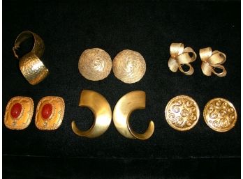 Lot D: 6 Pair Of Gold-tone Clip On Earrings