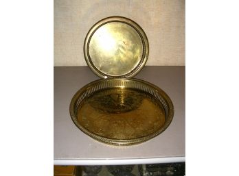 Two Reticulated Brass Trays