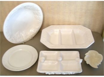 Lot: 5 Piece White Ceramic Serving Pieces