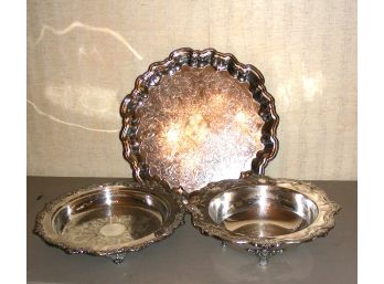 SilverPlate Lot: 3 Pc Footed