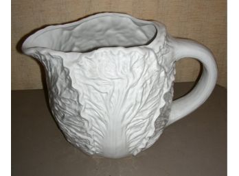 3.5 Quart Hand Painted Pitcher With Lettuce Leaf Pattern