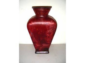 Red Glass Vase, 14.5' H