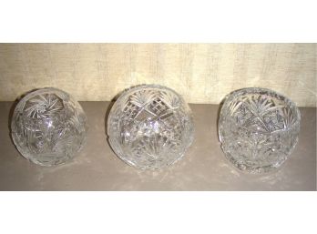 Lot Of 3 Glass Rose Bowls