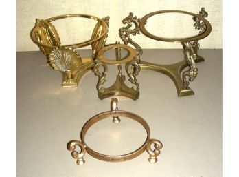 4 Rose Bowl Stands - Brass And Metal