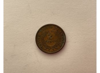 1865 Copper Two Cent Piece