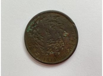 1834 Woodworth's Patent Planing Machine Advertising Token (Attleboro, MA)