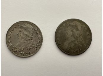 Two 1829 Capped Bust Half Dollars