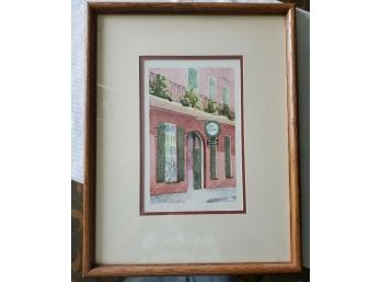 Original Watercolor By Artist Martha Guthrie Of Pat O'Brien's 'Mint Julep' In New Orleans. Framed & Signed