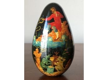 Beautifully Hand-crafted & Painted Russian Orthodox Religious Egg & Jewelry Pin With Lacquered Finish