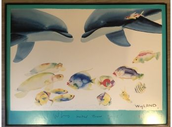 Wyland 'Who Invited These Guys?'  Tropical Fish, Dolphins & Turtles --frame - No Glass