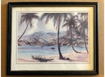 Beautiful Framed Island Beach Print Of Grenada 12 X 15 Inches