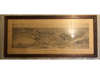 1926 Large Framed Print -Aerial View Of The GULF Refining Company. Port Arthur, Texas. GULF Oil Petroliana