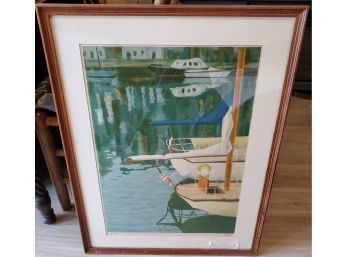 Seascape Sailboats Lithograph Limited Edition #163/350 Signed Artist Laurent Marcel Salinas With Certification