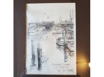 Framed Print Of Fishermans Wharf San Francisco 1997 Signed By Don Davey