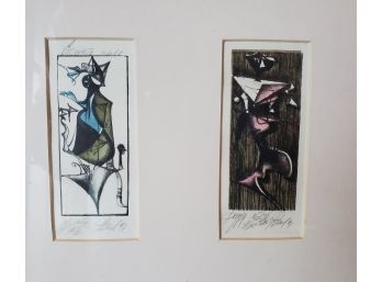 Two Signed & Framed Prints Of Cats From Russia