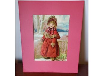 Large Matted Print Of An Absolutely Adorable And Eye-popping Colorful Girl In A Victorian Outfit With Bonnet