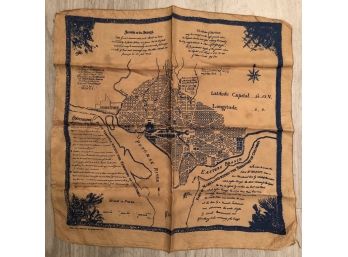 Vintage Silk Handkerchief With The 1800 Plan Of The City Of Washington In The Territory Of Columbia