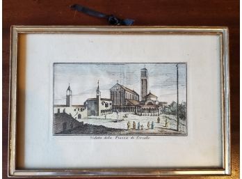 Small Color Framed Print Of ' Veduta Della Piazza Di Torcello', Italy. Framed And Sold In Venezia.