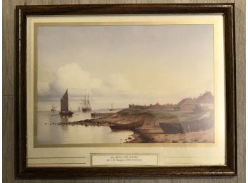 Nearing The Shore By C. E. Baagoe. A Vintage Seascape Print With Original Solid Wood Frame