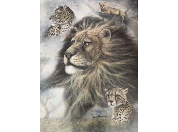 Large Framed & Glass Covered Big Cat Pride Poster 2 Feet By 3 Feet In Dimension