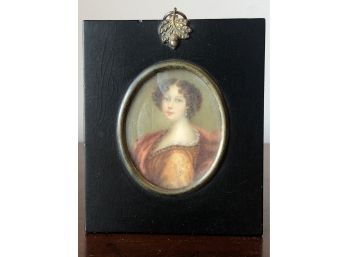 Victorian Painting In Original Frame With Highlighted Accents & Vintage Cursive In French On Back