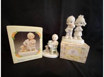 ENESCO PRECIOUS MOMENTS Baby's First Meal & Rejoicing With You Figurines