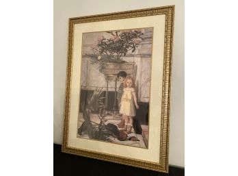 Gold Framed Print Of Children With Broken Plant Pot