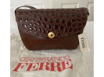 GIANFRANCO FERRE  Croc Embossed  Leather Bag Italy