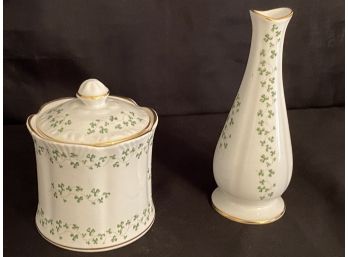 ROYAL TARA Fine Bone China Bud Vase And  Lidded Trinket Made In Galway, Ireland